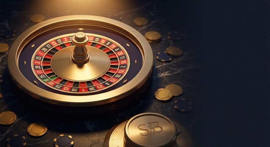 Digitales Casino-Interface mit Spielautomaten und Kartenspieltischen